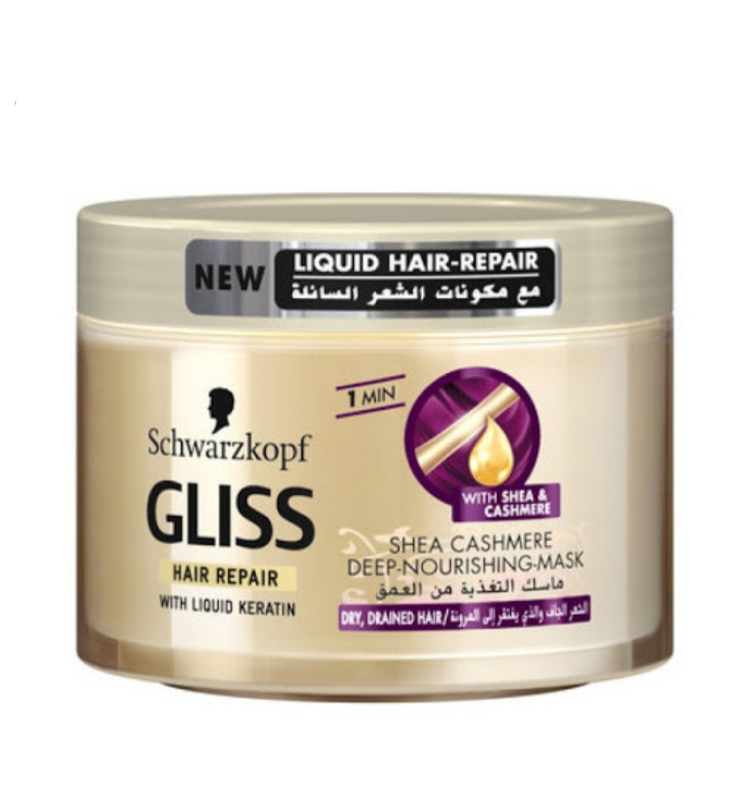 فراورده های حالت دهنده ،نرم کننده وتثبیت کننده آرایش مو (کرمها ، لوسیونها وروغنها) GLISS Shea Cashmere Deep Nourishing Mask