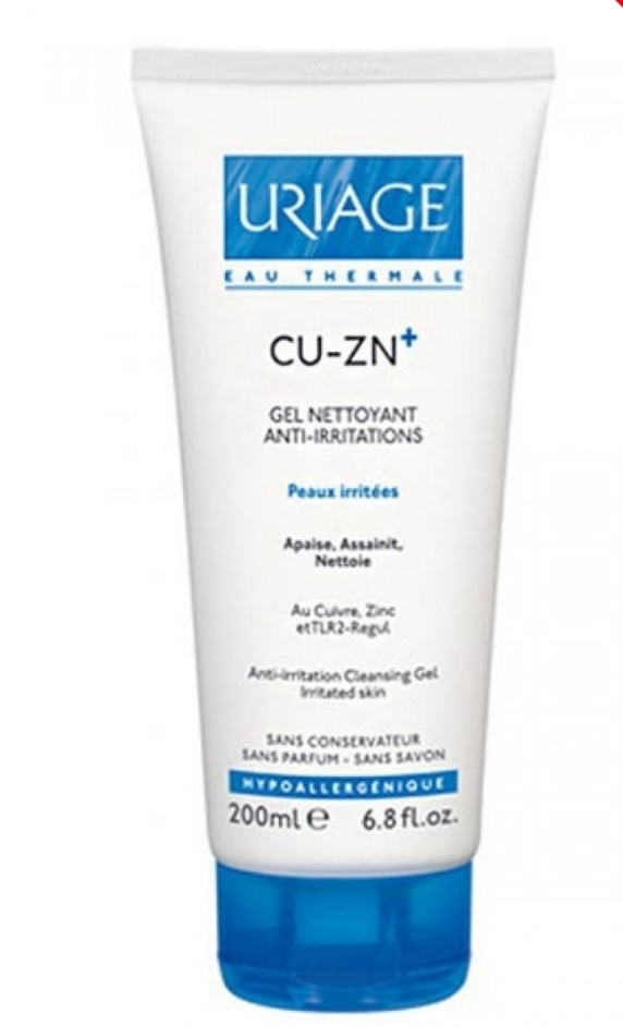 فراورده های پاک کننده آرایش از چشمها وصورت URIAGE Cu Zn+ Anti Irritation Cleansing Gel