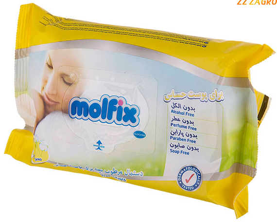 دستمال مرطوب مولفیکس برای پوست های حساس - 20 عدد
